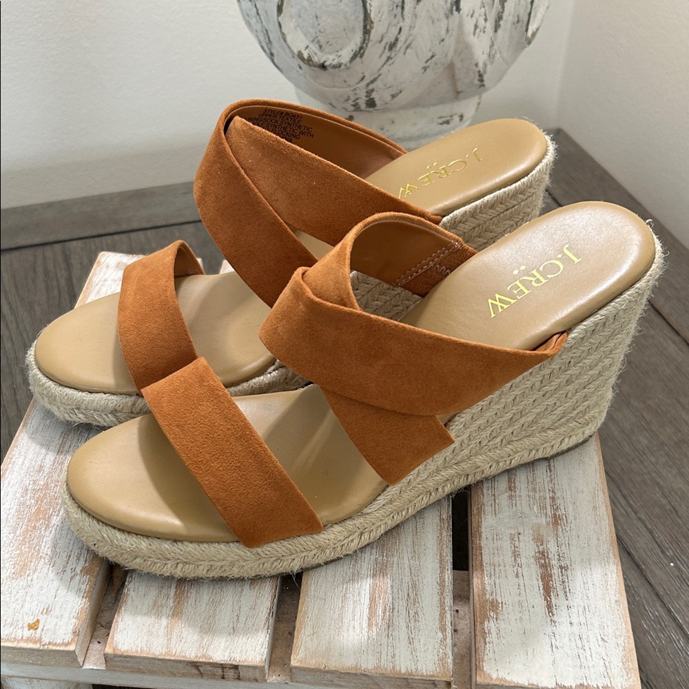 J. Crew Burnt Orange Suede Wedge Sandals
